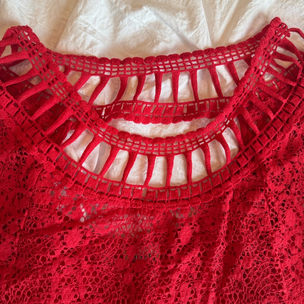 Free People Red Lace Mini Dress - Picture 5 of 14